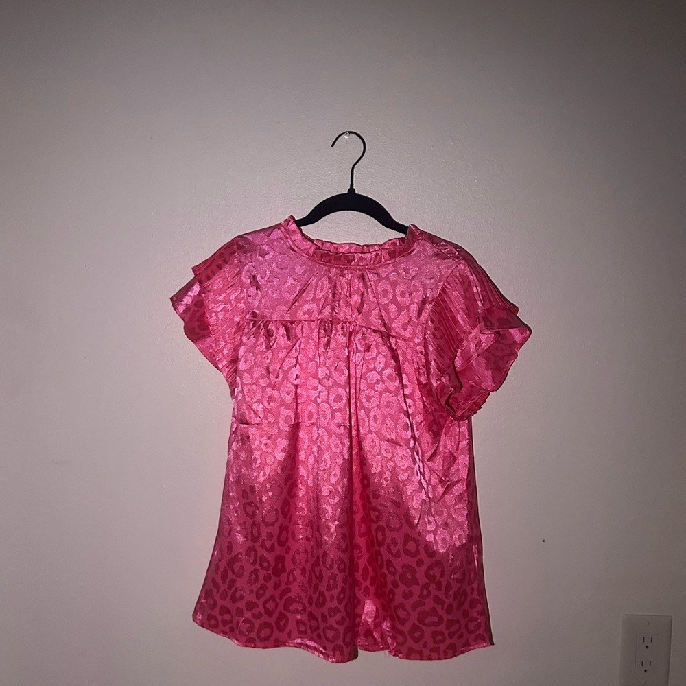 Women's Pink Leopard Print Blouse